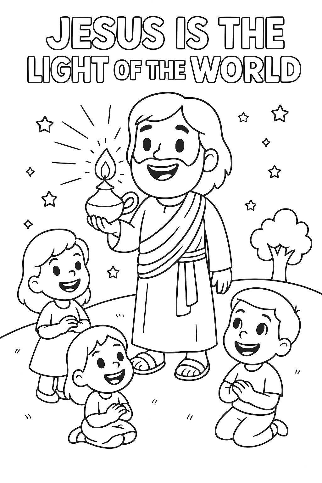 Jesus Is The Light Of The World Christian Coloring Page For Kids Printable Religious Activity Sheet Sunday School Bible Lesson Art Etsy