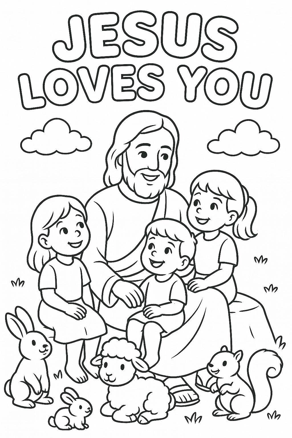 Jesus Loves You Coloring Page Christian Kids Bible Printable Sunday School Activity Religious Coloring Sheet For Children Etsy