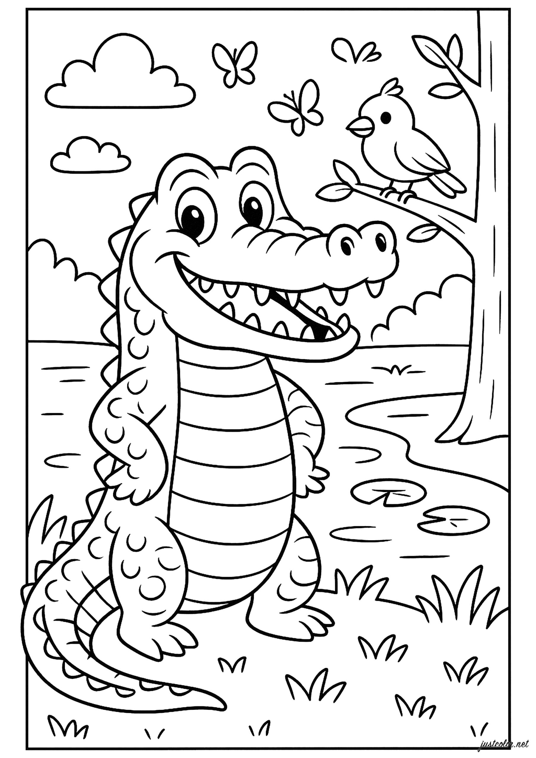 Joyful Adventure On The Water s Edge Crocodile Coloring Pages