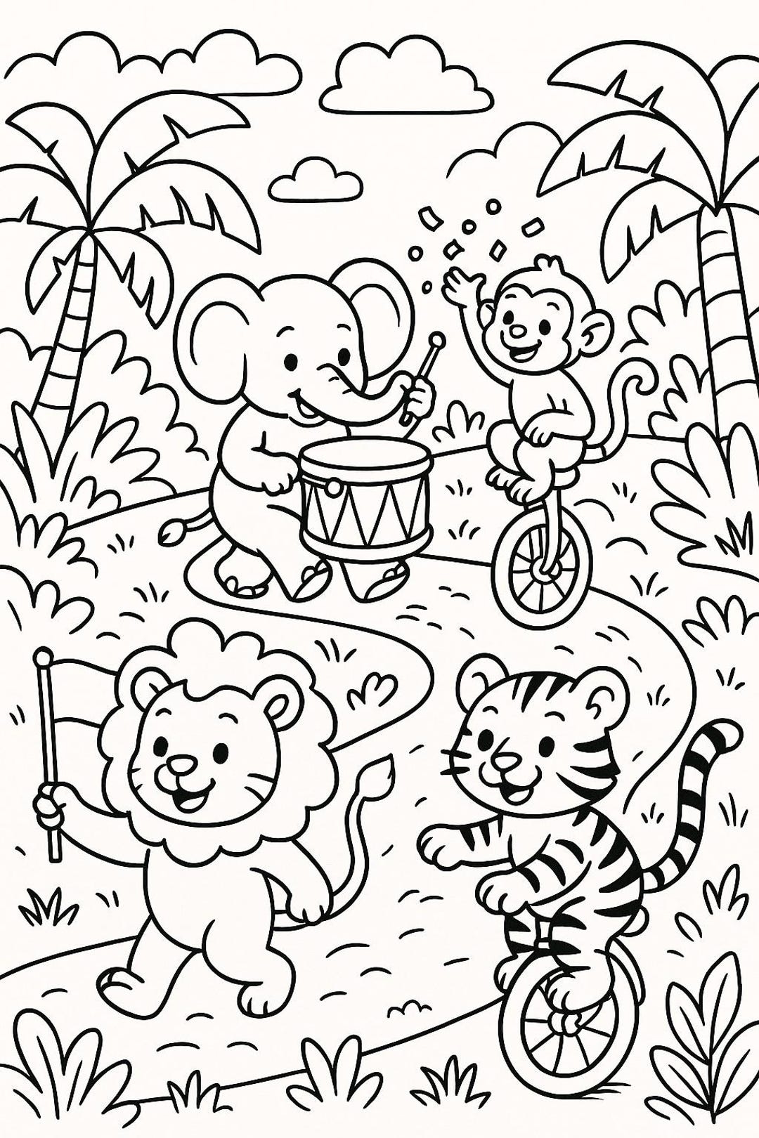 jungle animals coloring page
