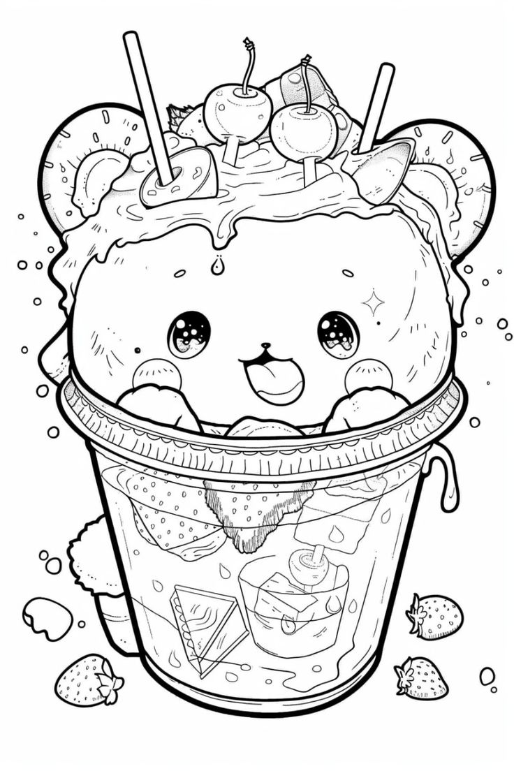kawaii coloring pages animals