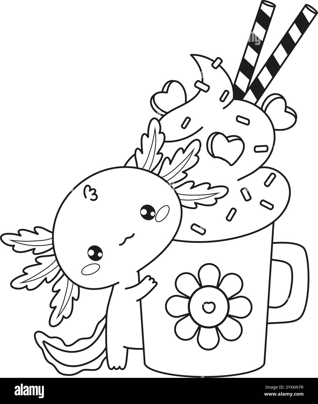 Kawaii Axolotl Coloring Page Cut Out Stock Images Pictures Alamy