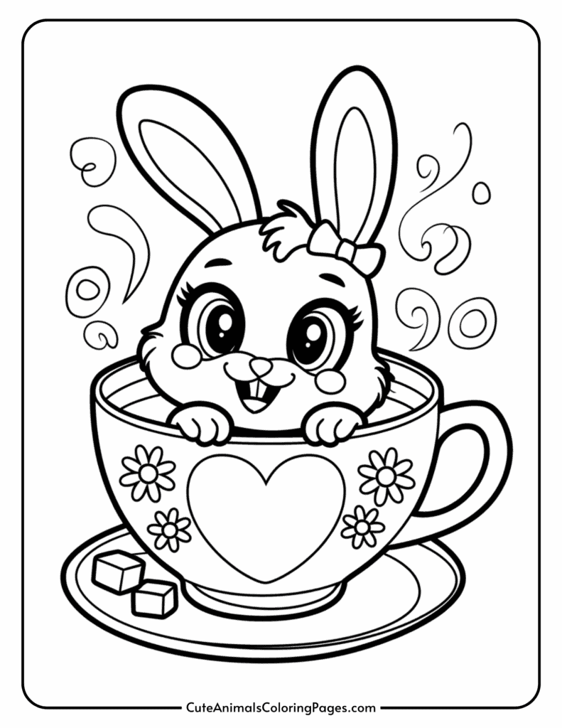 Kawaii Bunny Coloring Pages 13 Free Printable PDF Pages Cute Animals Coloring Pages