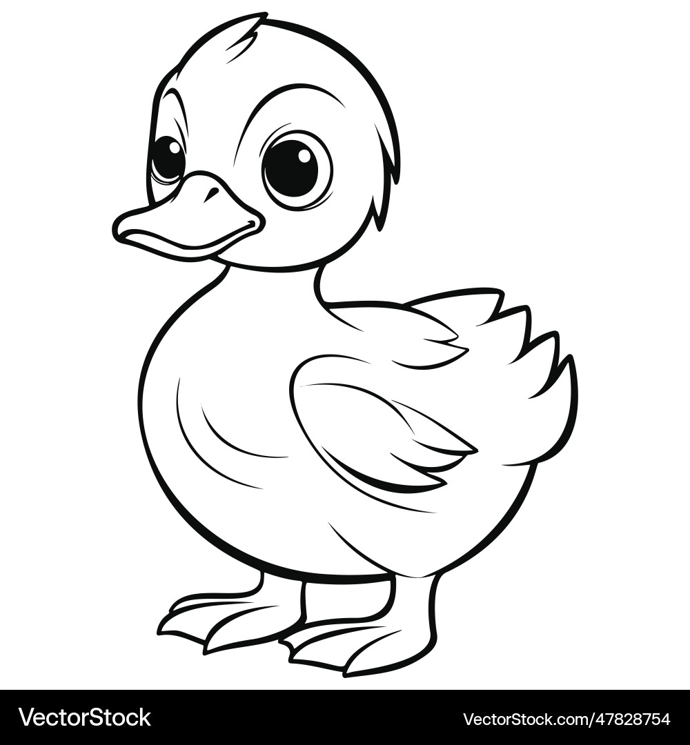 Kawaii Duck Coloring Page Royalty Free Vector VectorStock