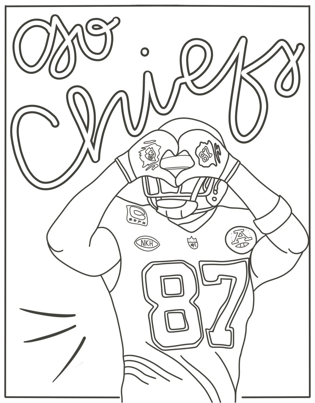 Kelce Coloring Sheet Etsy UK