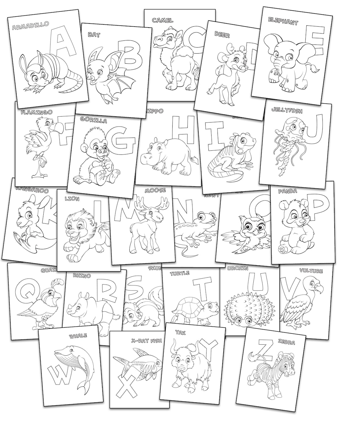 Kids Animal Alphabet Coloring Pages Etsy Israel
