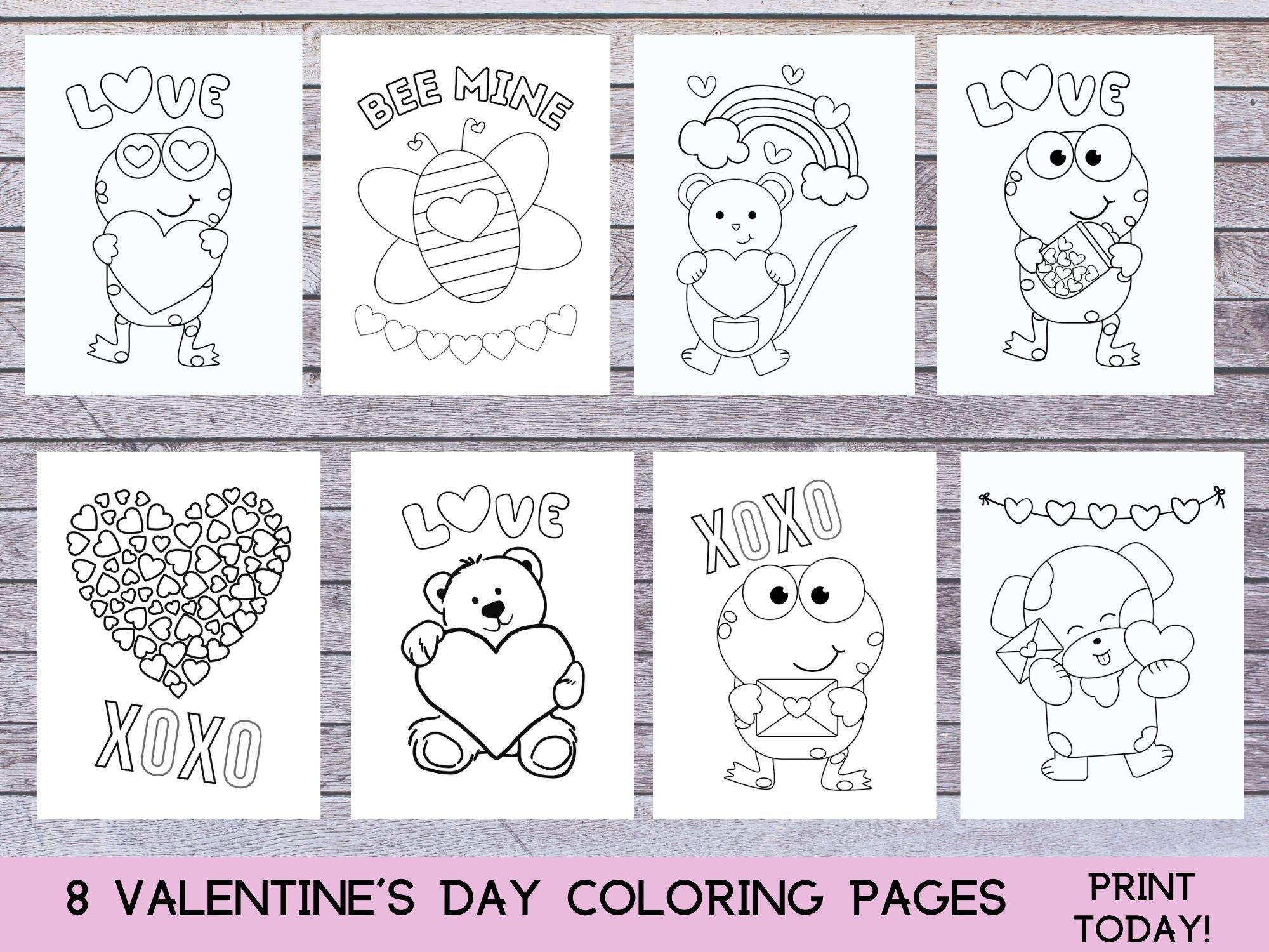 Kids Valentine Coloring Sheet Easy Valentine s Day Coloring Pages Printable Valentines Day Coloring Pages Etsy