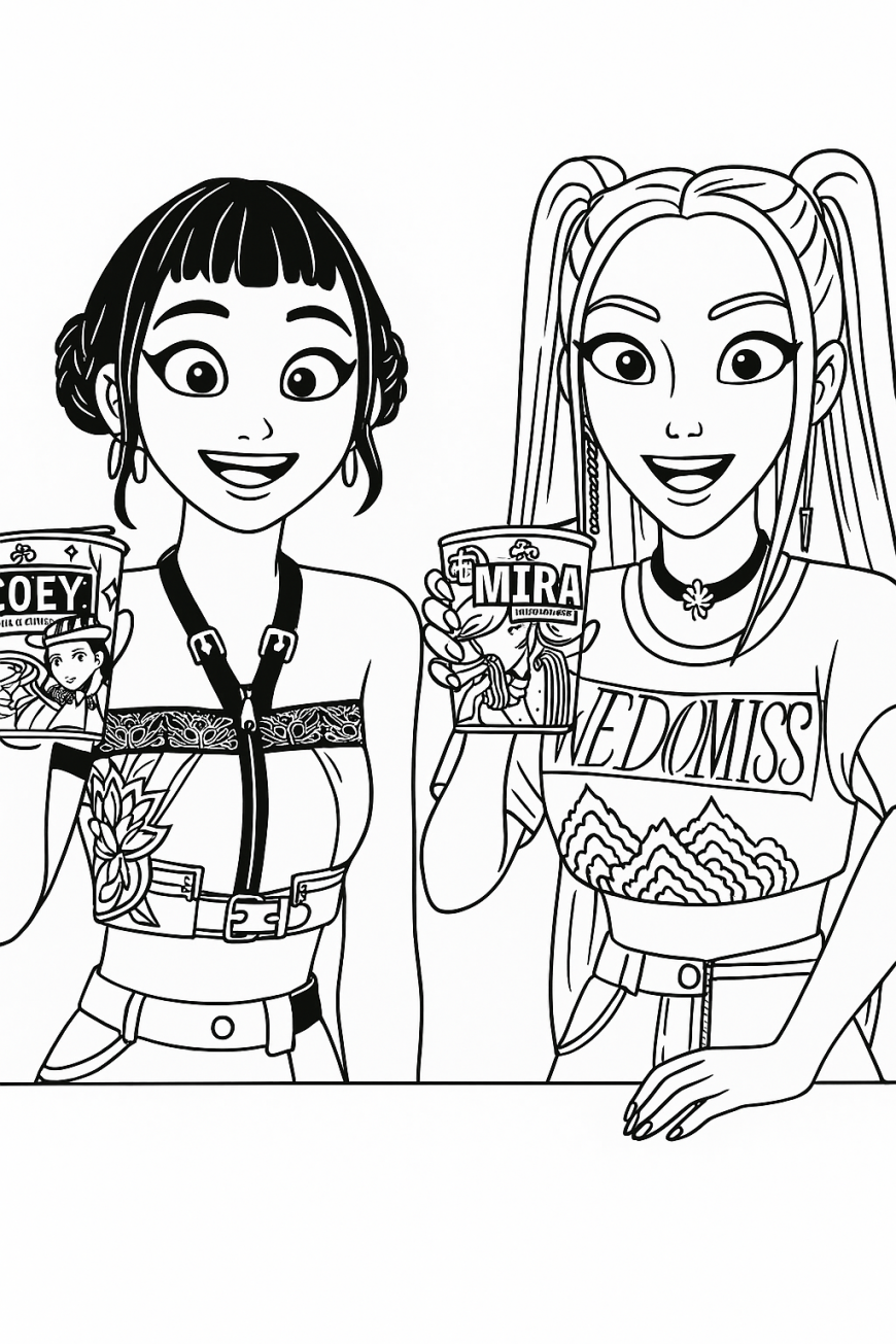 huntrix coloring pages