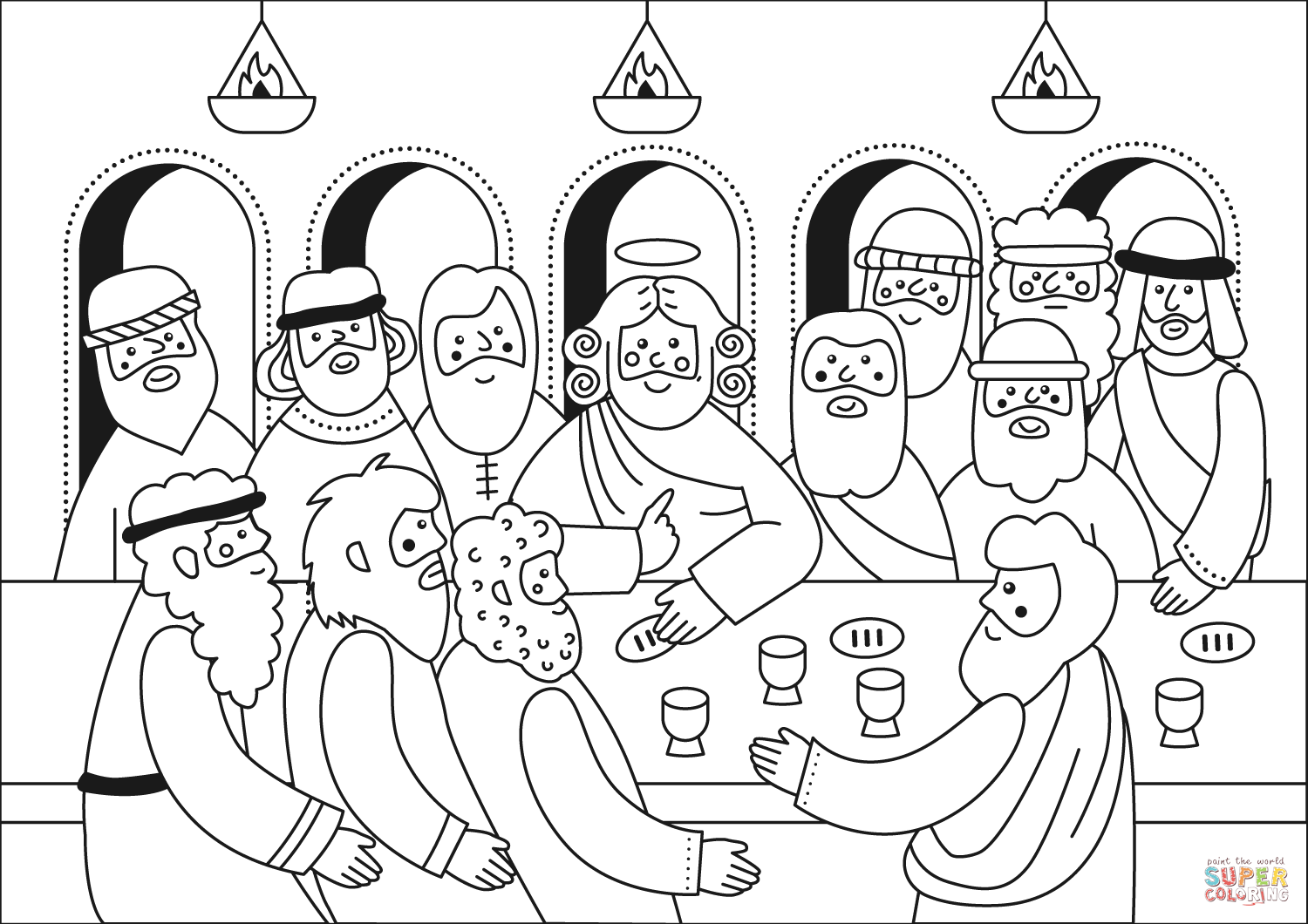 Last Supper Coloring Page Free Printable
