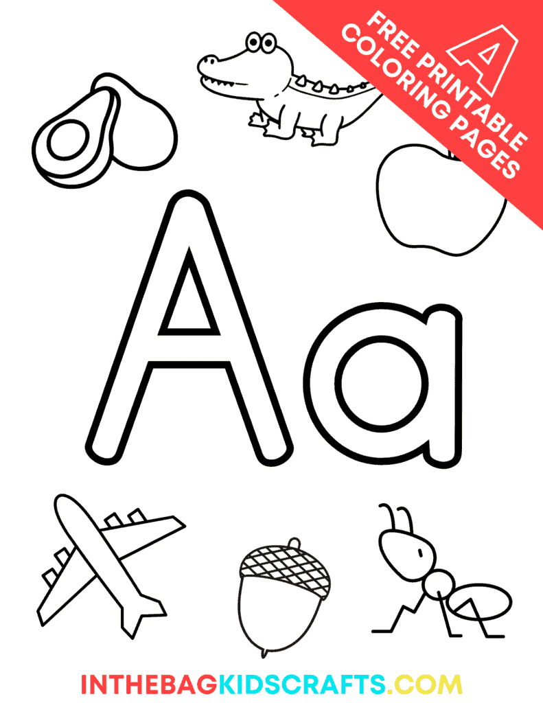 Letter A Coloring Pages Free Printables In The Bag Kids Crafts
