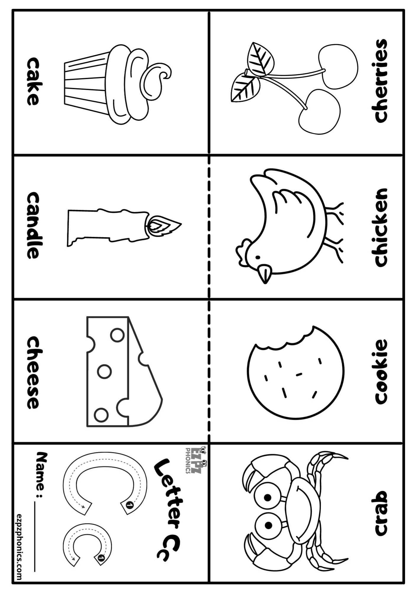 Letter C Mini Coloring Book Free Printable PDF Ezpzphonics