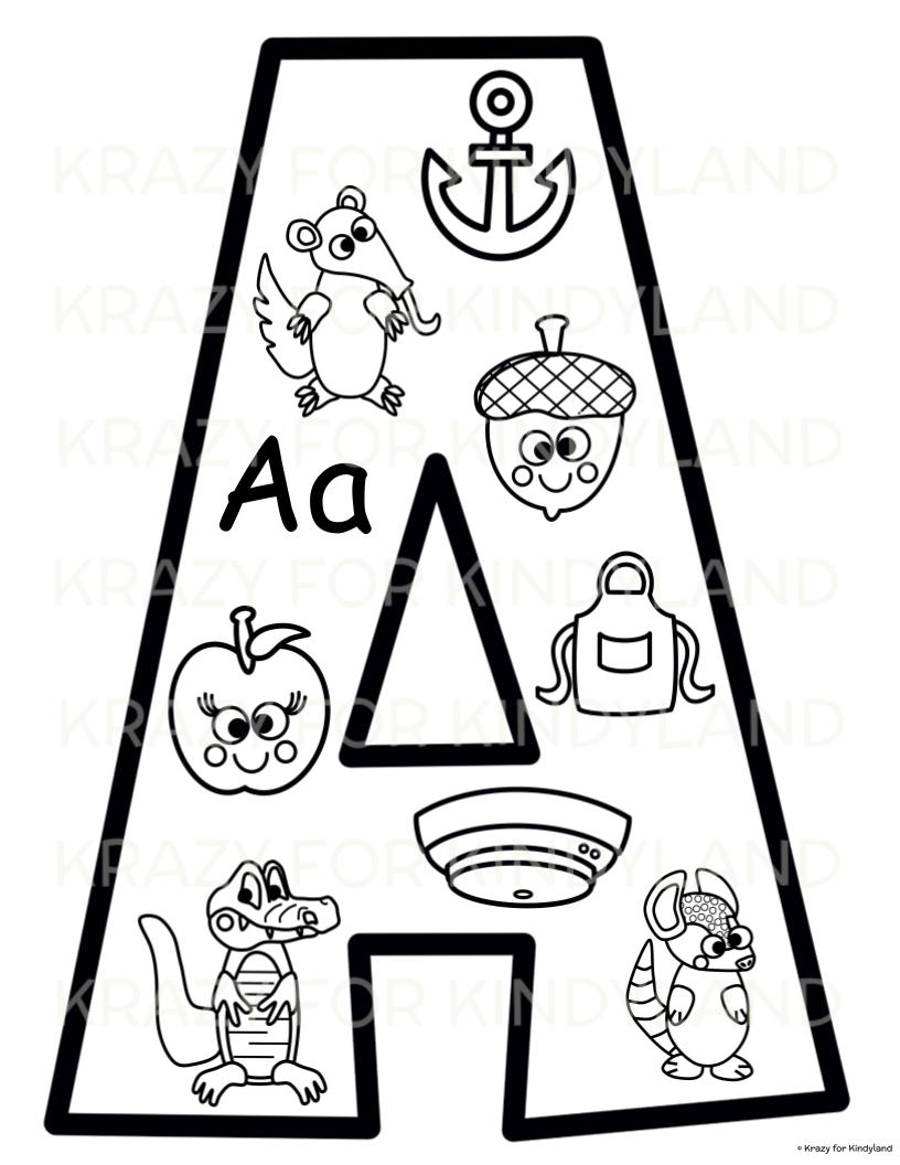 Letter Coloring Pages For Beginning Sounds Alphabet Preschool Kindergarten