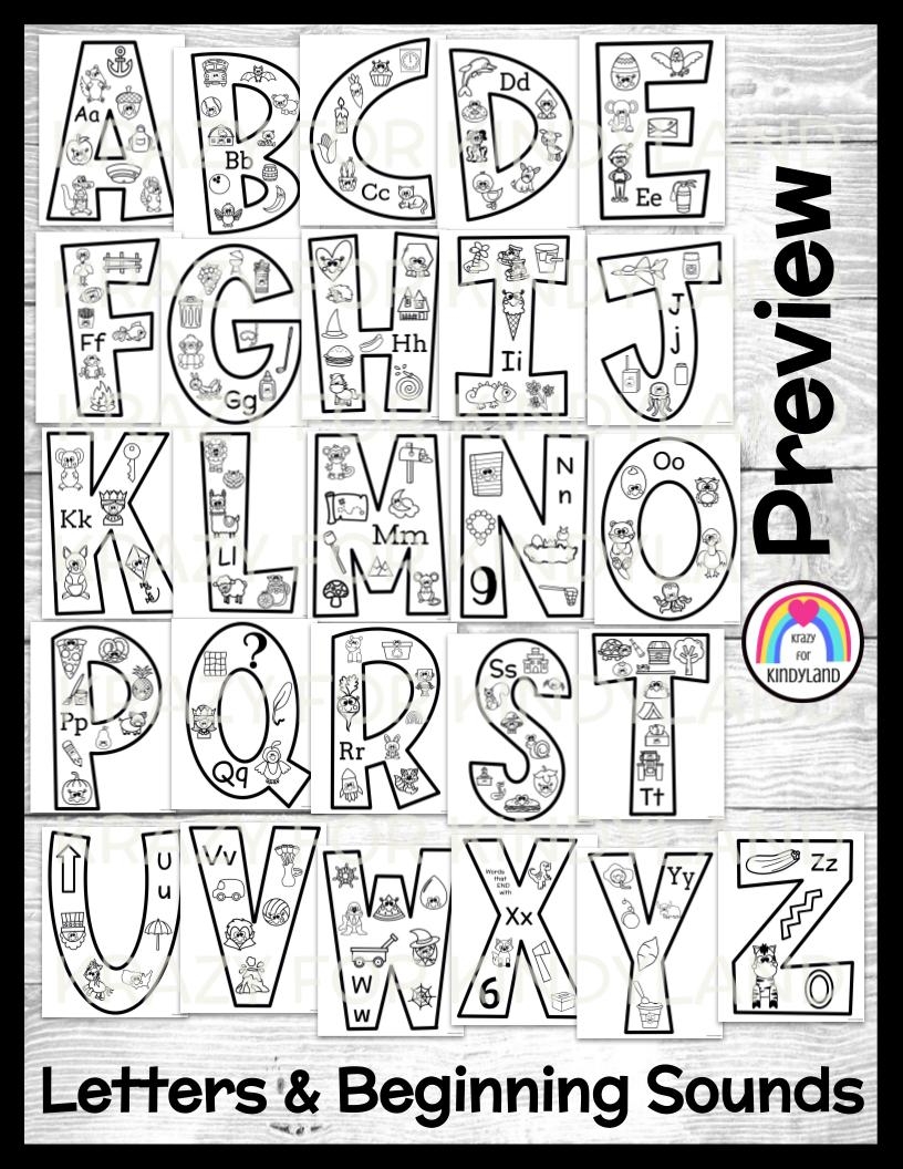 Letter Coloring Pages For Beginning Sounds Alphabet Preschool Kindergarten