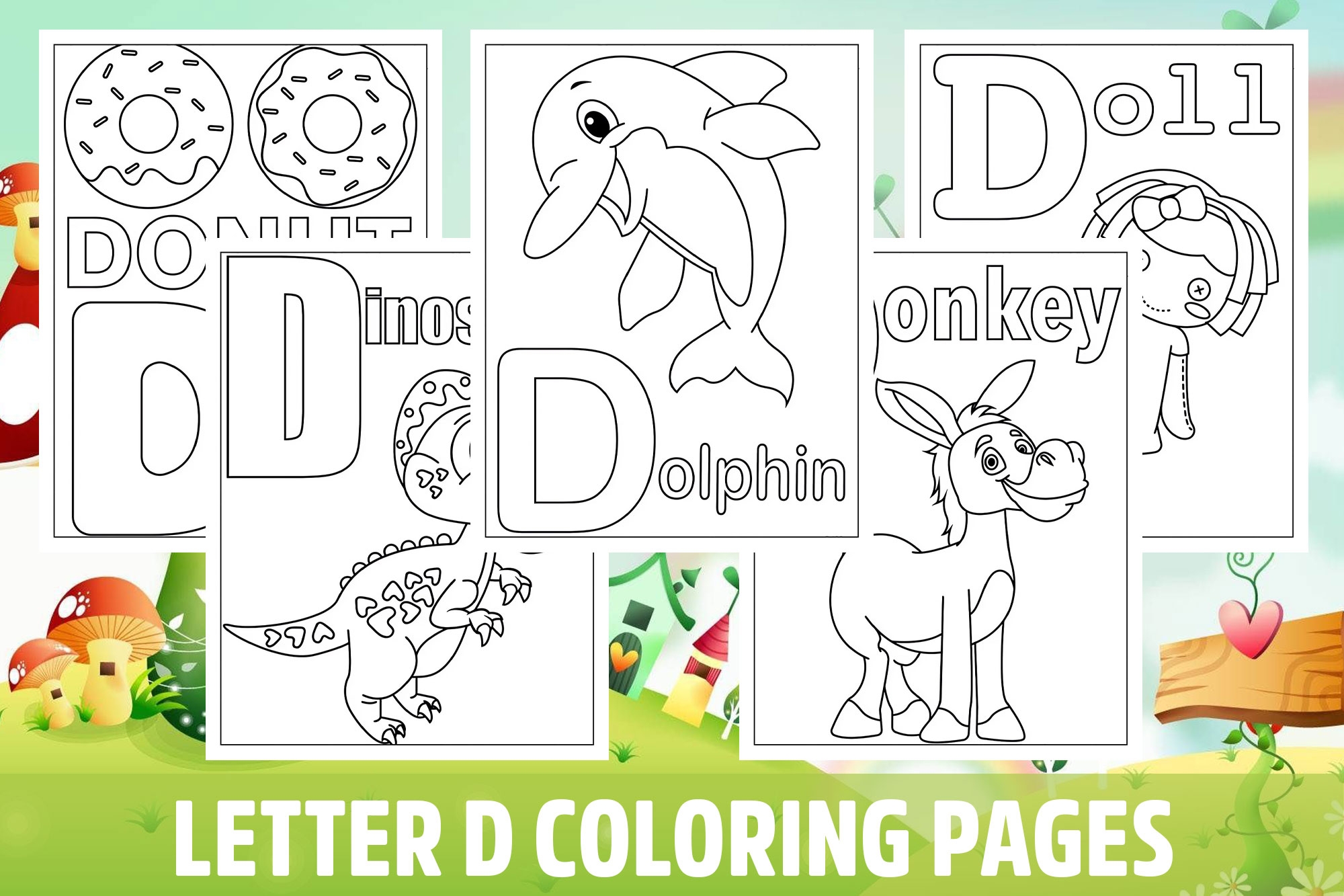 Letter D Coloring Pages For Kids Girls Boys Teens Birthday School Activity Made By Teachers