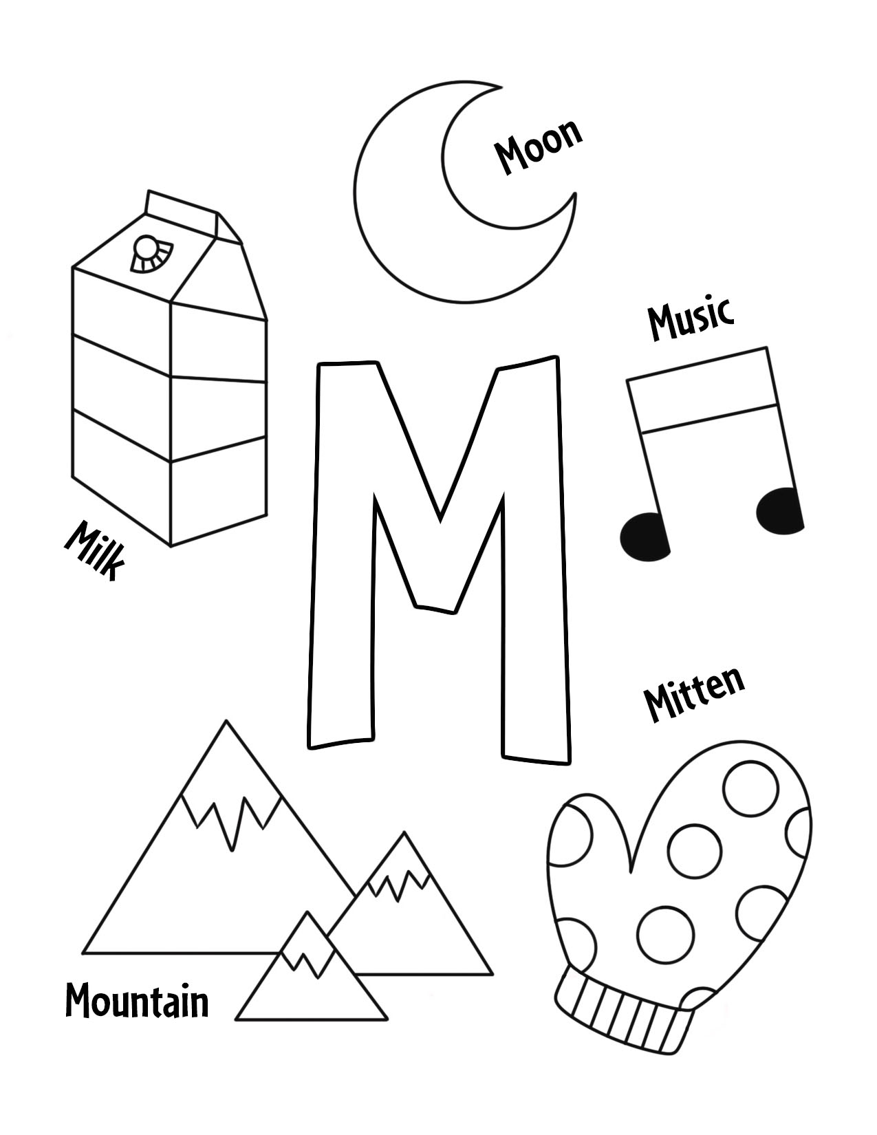 Letter M Coloring Pages Free Printable