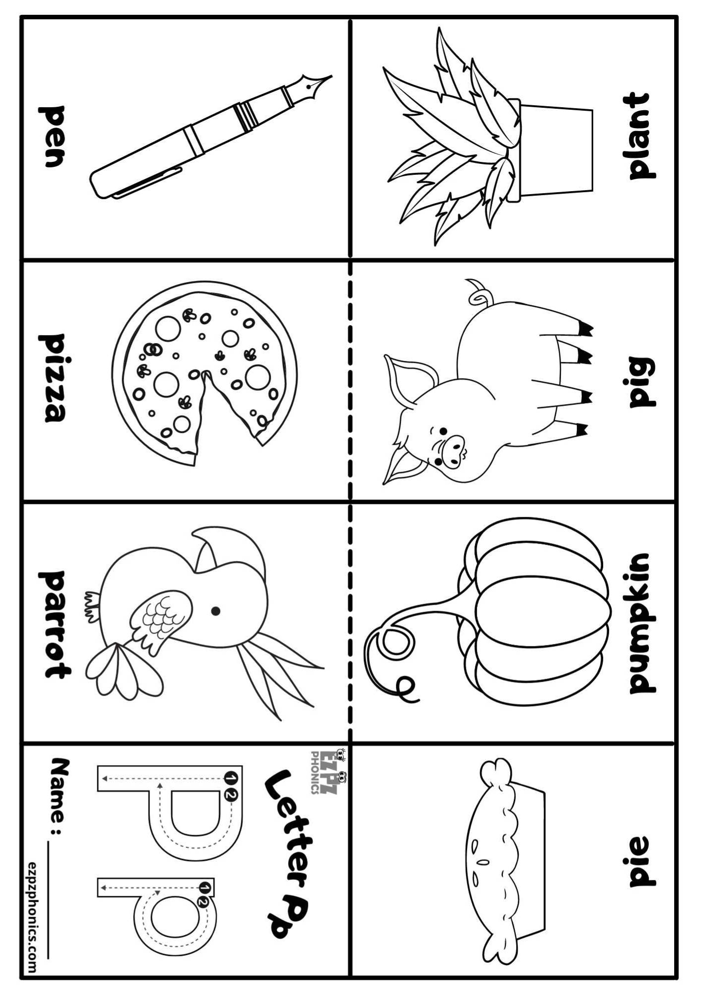 Letter P Mini Coloring Book Free Printable PDF Ezpzphonics