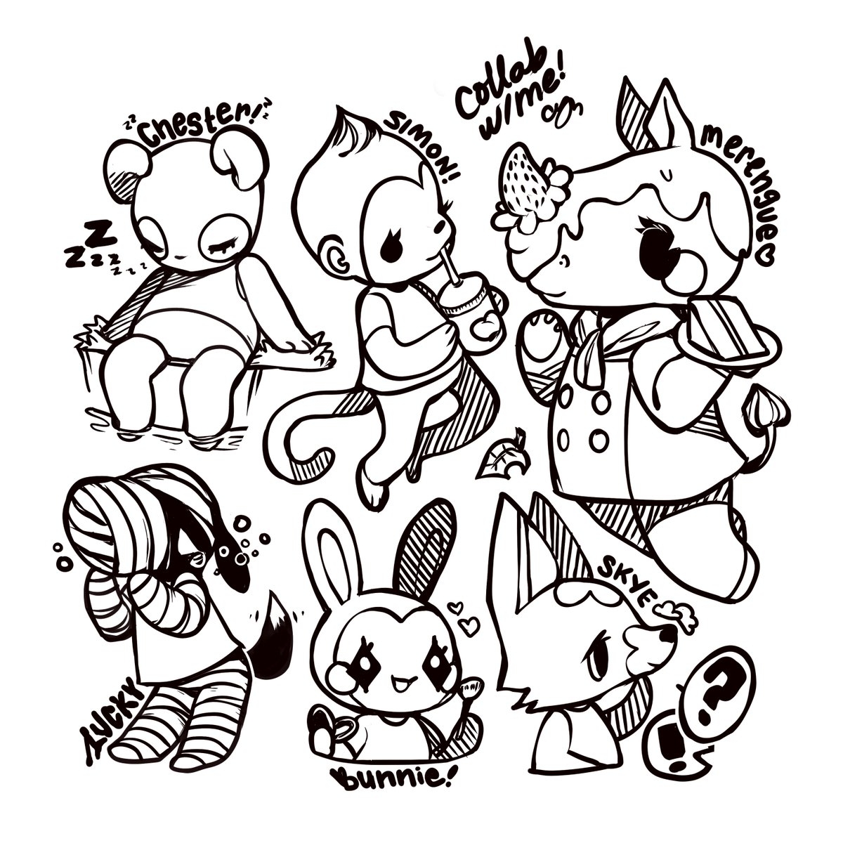 Little Animal Crossing Coloring Page Collab With Meee You Can Paint Over The Lines If You Want Tag Me So I Can See What You Did P You Can Isolate Just