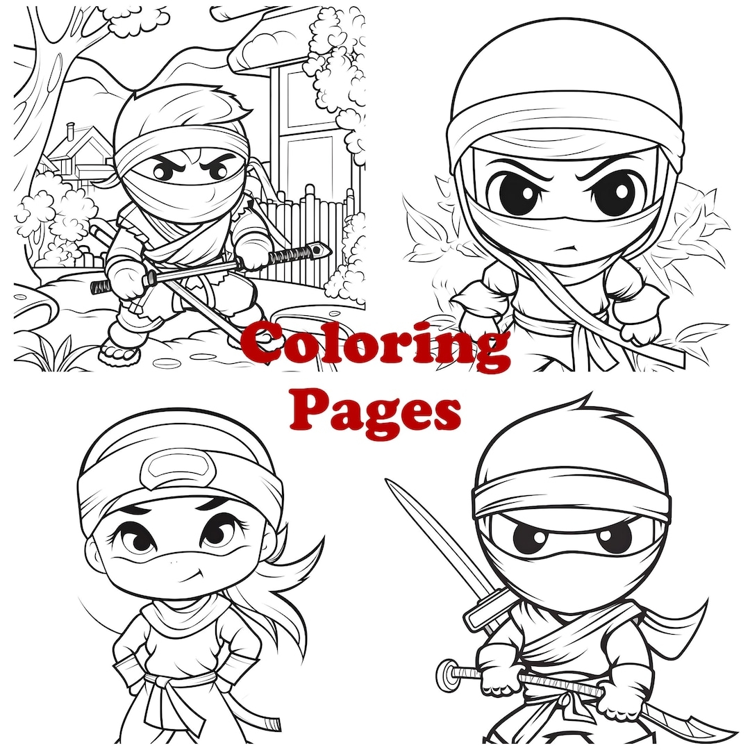 Little Ninja Coloring Pages Cute Ninja Coloring Sheets Ninja Coloring Book Etsy