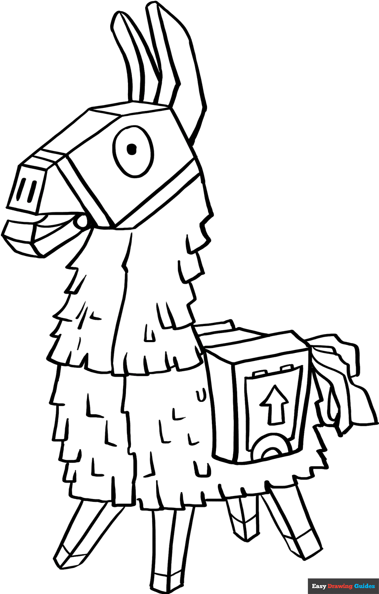 Llama From Fortnite Coloring Page Easy Drawing Guides
