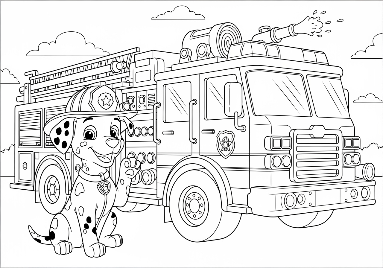 Marshall Fire Truck Coloring Page Printable Fun