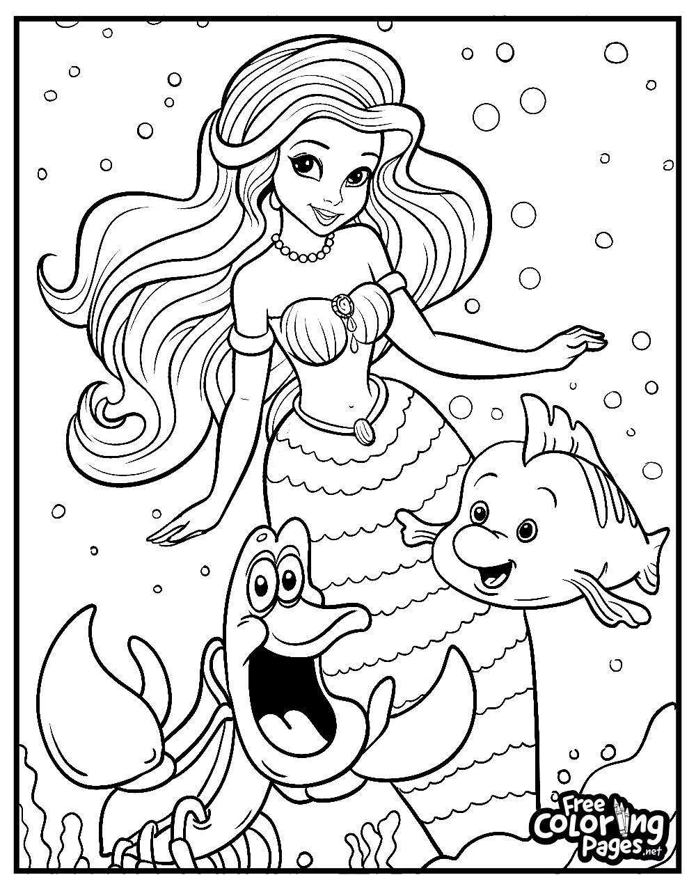 Mermaid Coloring Pages Ariel Coloring Pages FreeColoringPages