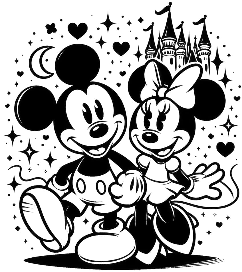 coloring pages mickey and minnie mouse