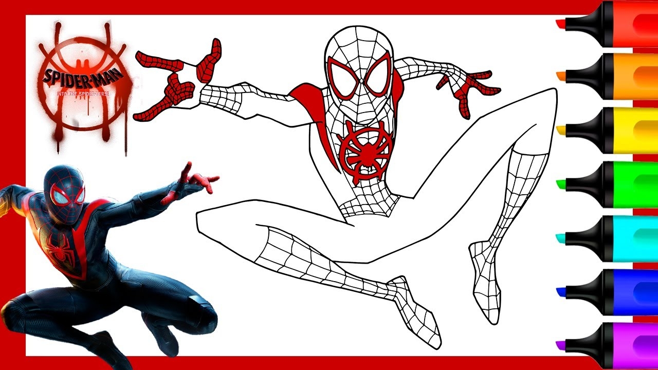 Miles Morales Spider Man Into The Spider Verse Coloring Pages YouTube