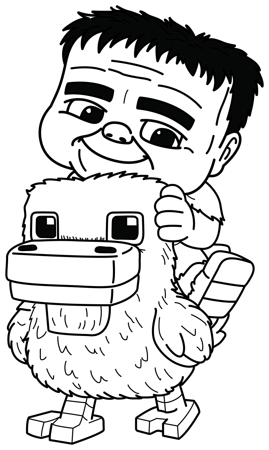 Minecraft Chicken Jockey With Frankenstein Coloring Page