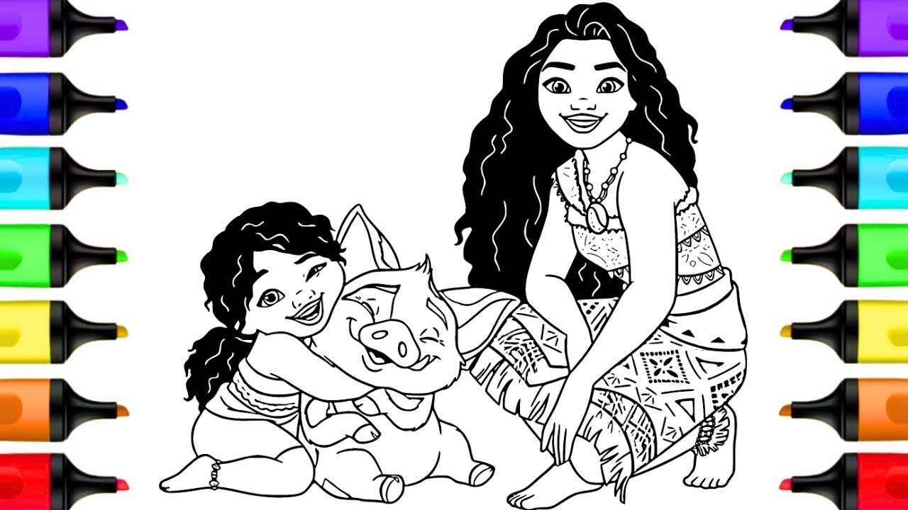 Moana Simea And Pua Moana 2 Coloring Pages Disney Moana 2 Coloring Book Pages Art YouTube