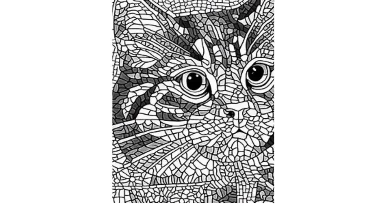 Mosaic Animals Coloring Pages For Adults Etsy