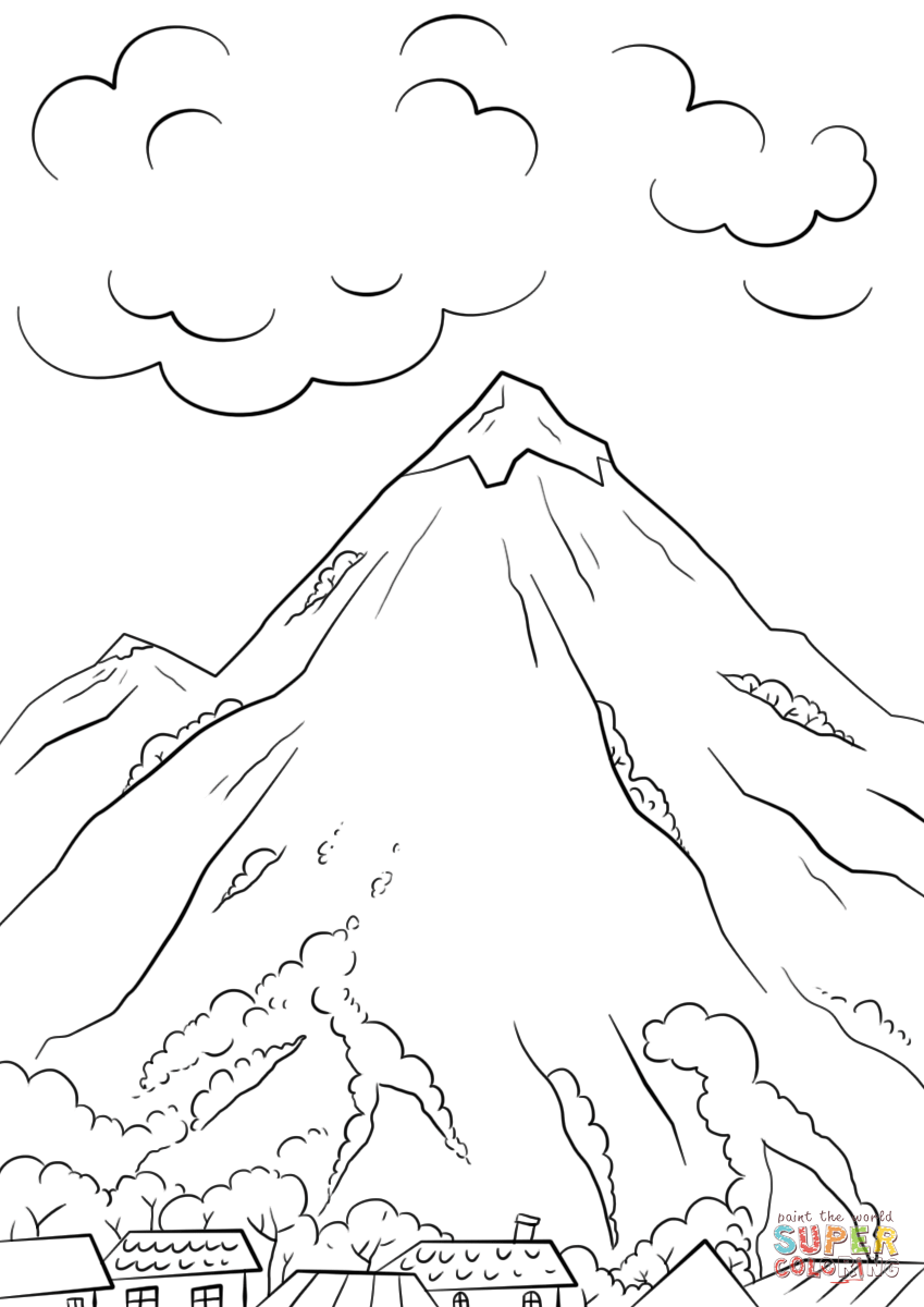 Mountain Scene Coloring Page Free Printable