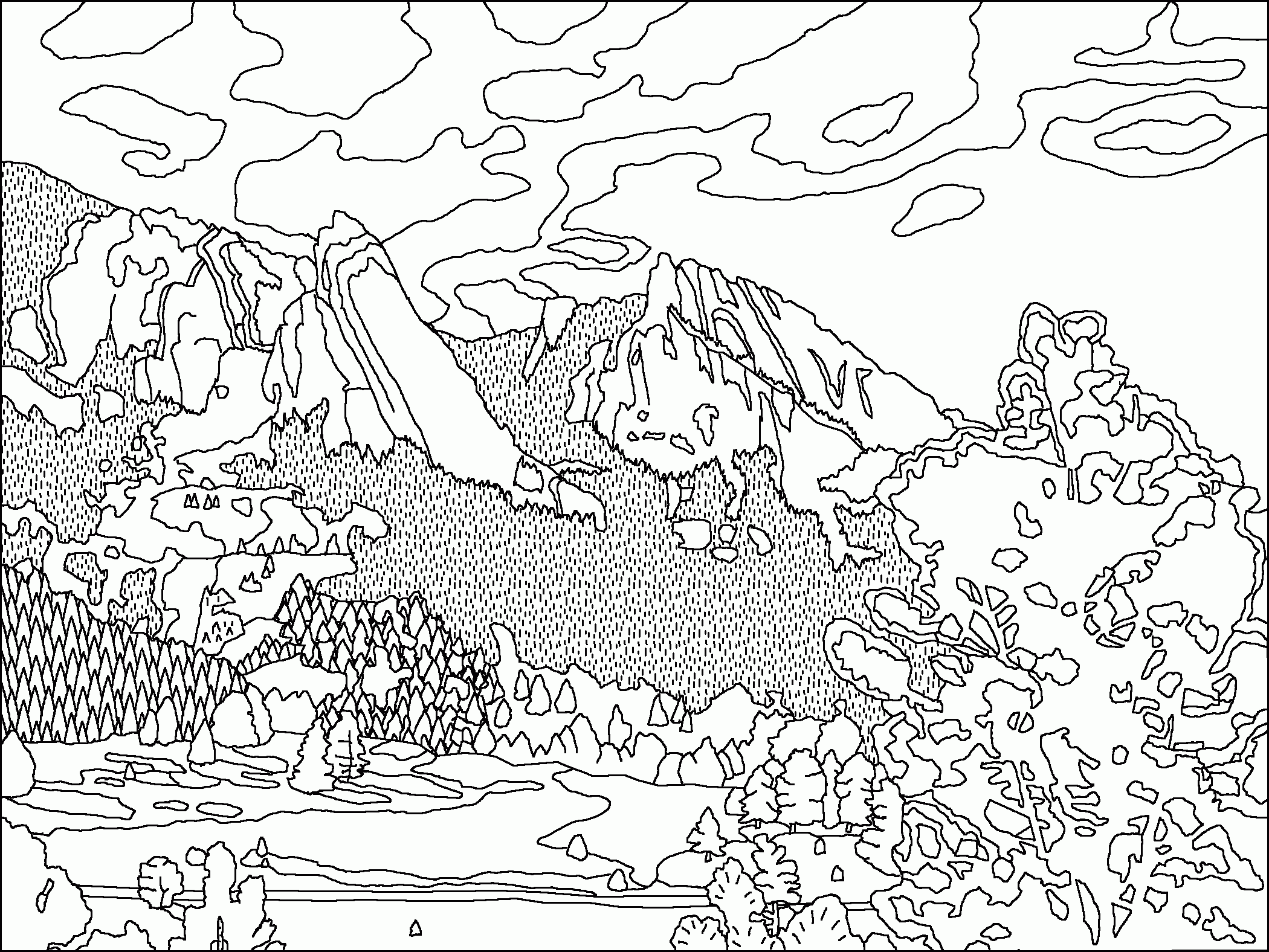 color mountain coloring pages