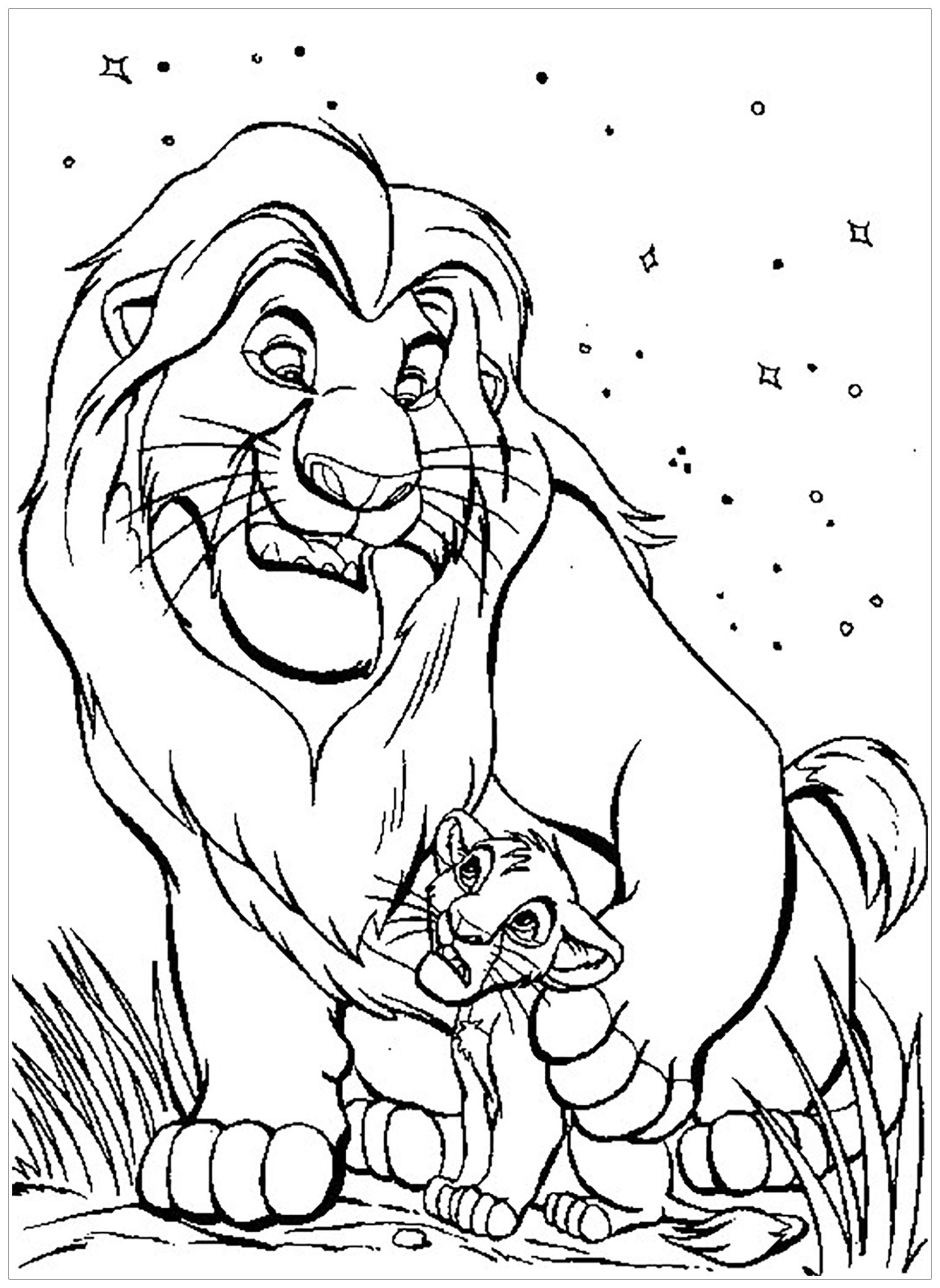 Mufasa With Simba The Lion King Coloring Pages