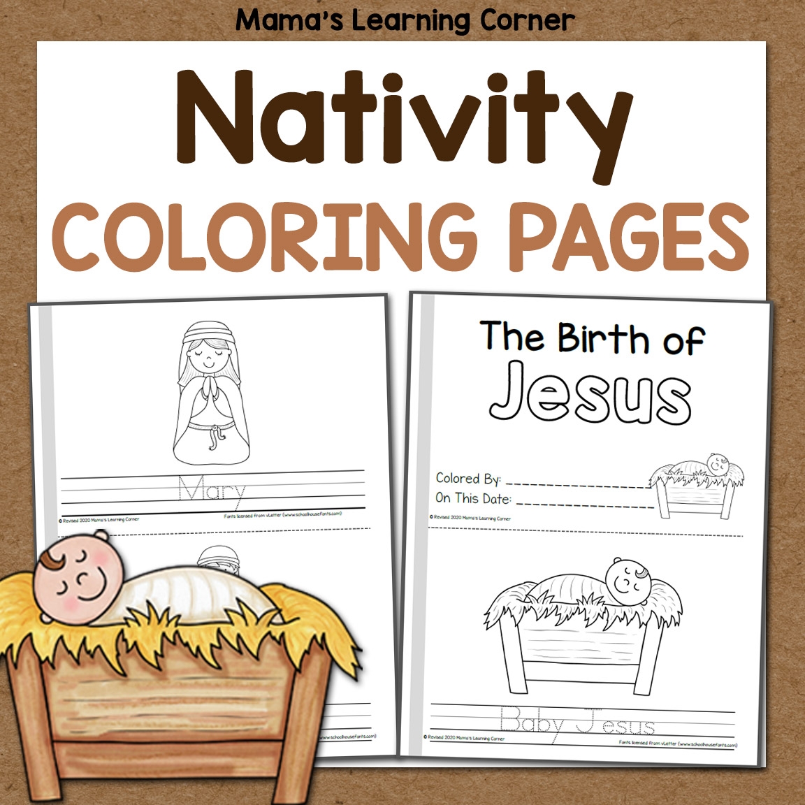 preschool easy nativity coloring page