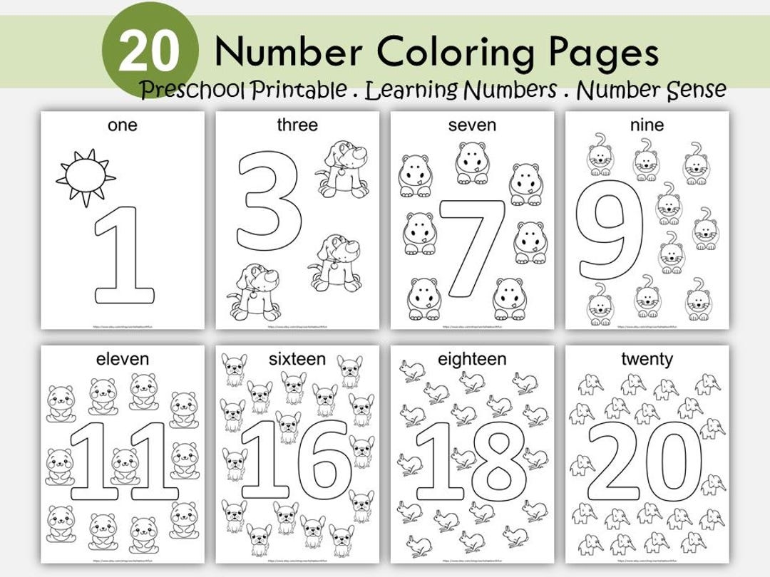 Number Coloring Pages For Toddlers Prek Counting Worksheets instant Download Etsy
