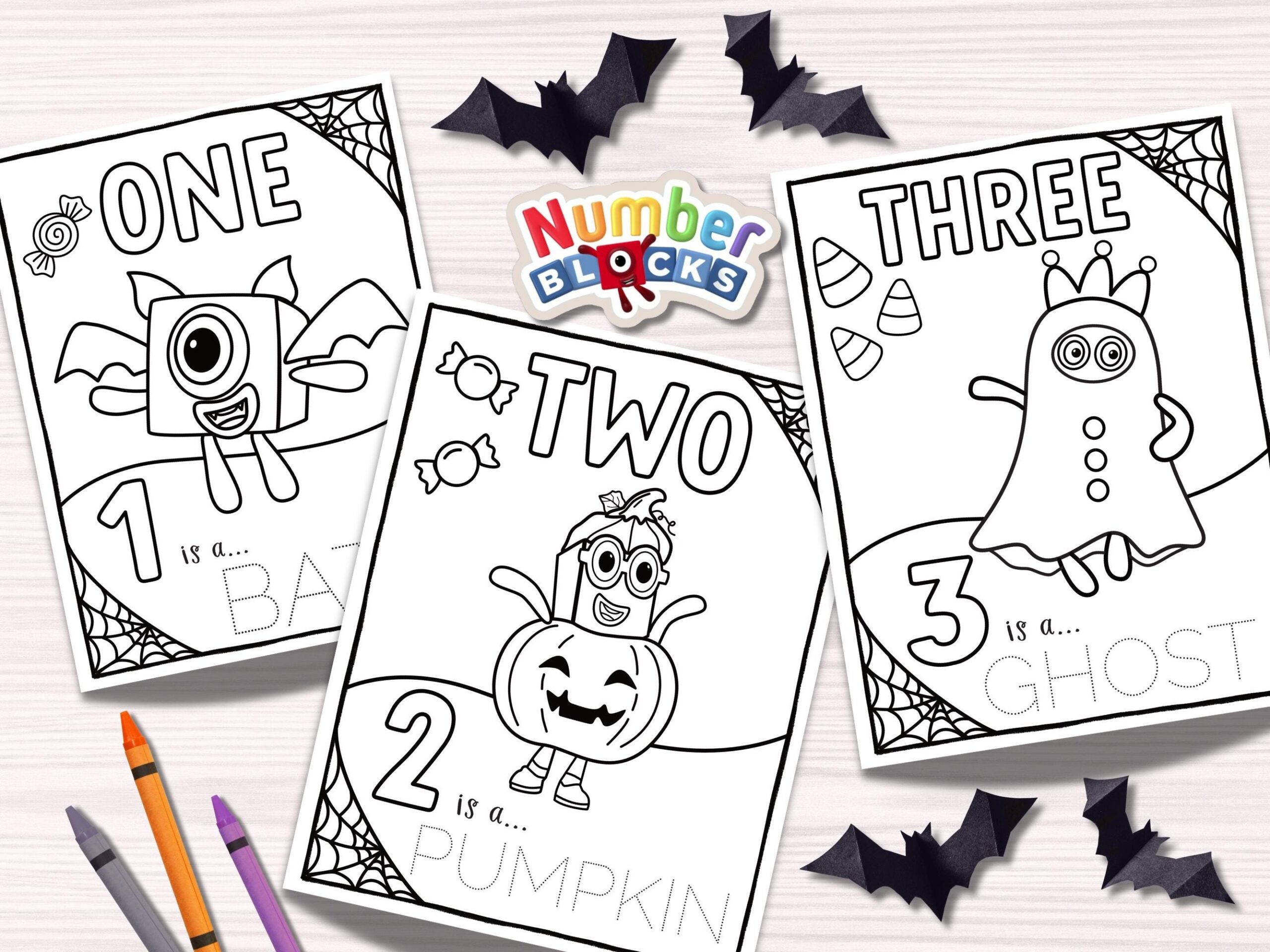 Numberblocks HALLOWEEN Colouring Pages Digital Printable 11 Pages Number Recognition Writing Practice NUMBERBLOCKS Coloring Book Etsy