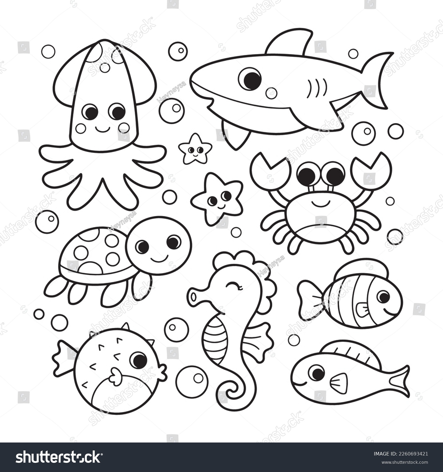 sea animals color pages