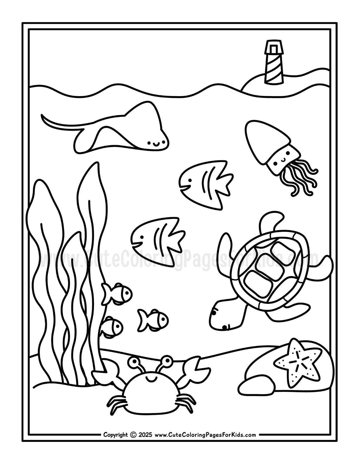coloring page of ocean animals