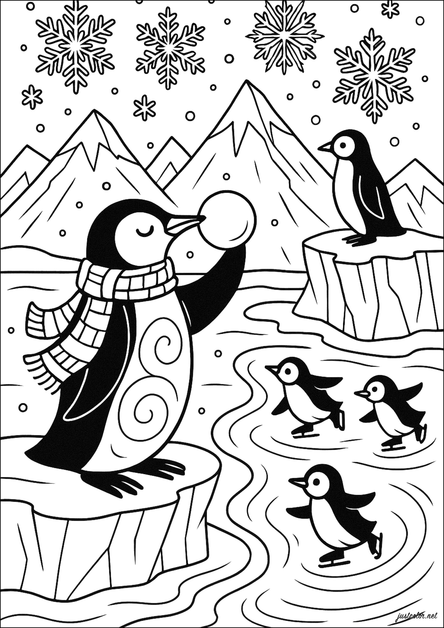 On The Ice Floe Penguins Coloring Pages