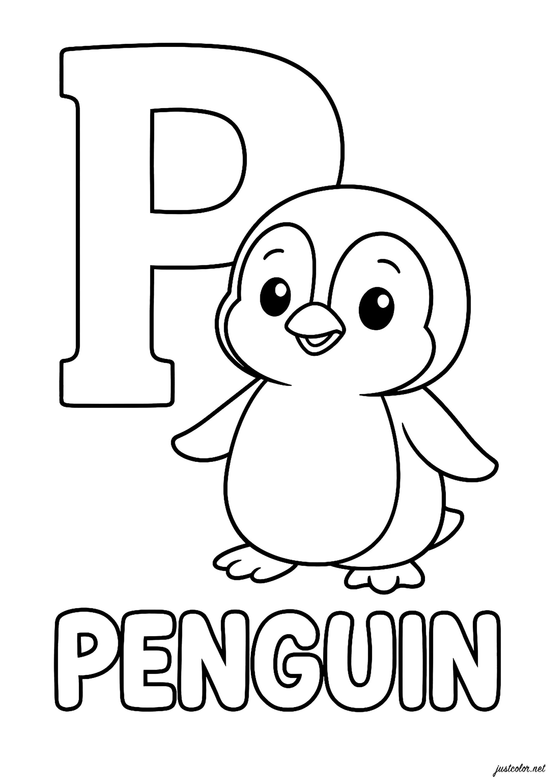 P For Penguin Alphabet Coloring Pages