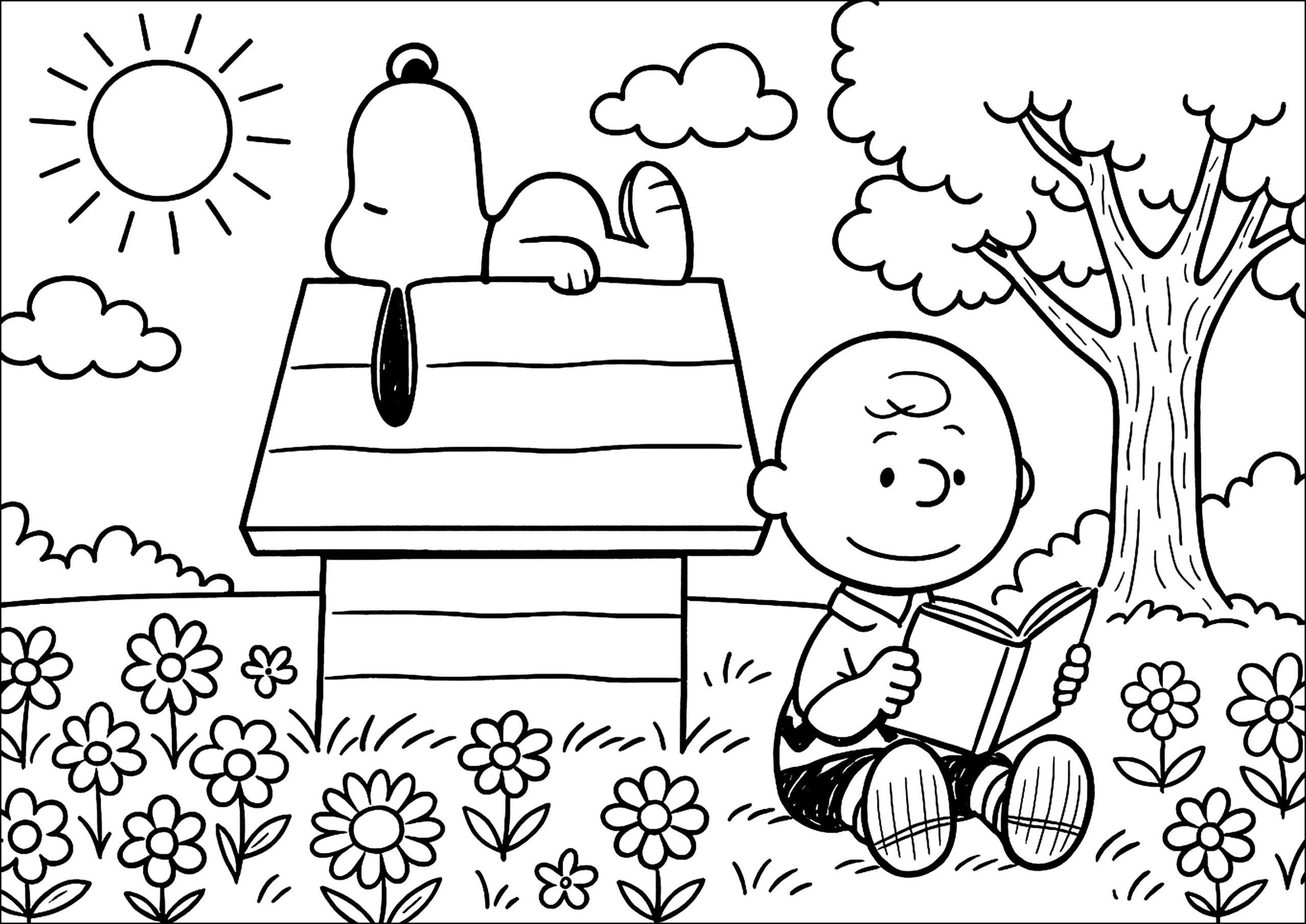 Peaceful Reading And Siesta Snoopy Coloring Pages