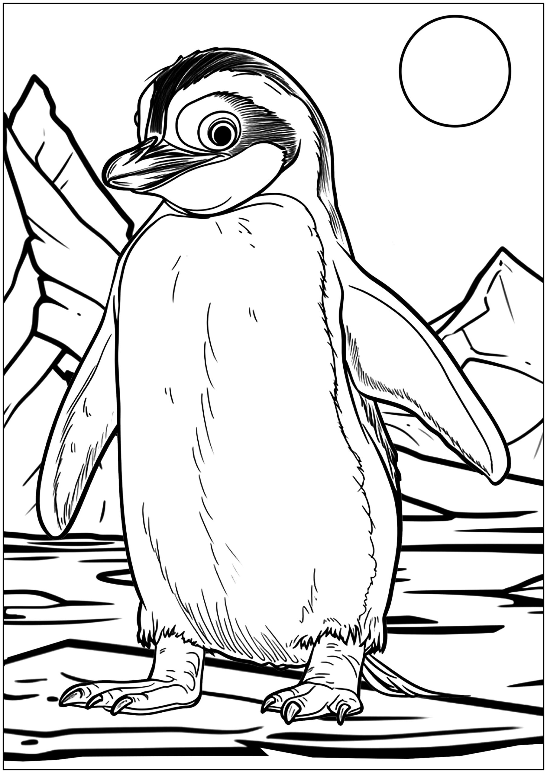 Penguin On The Ice Floe Penguin Coloring Pages For Adults