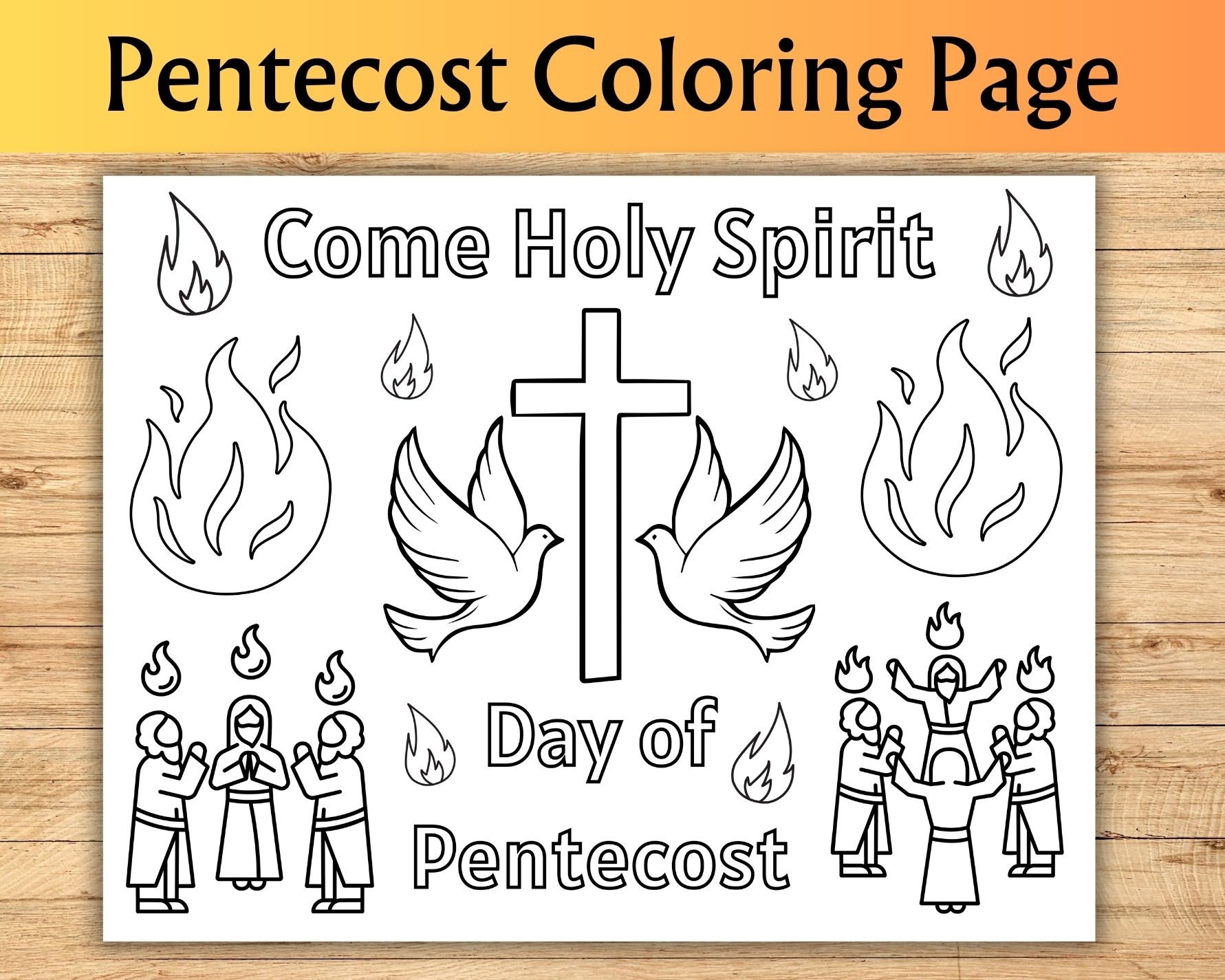 Pentecost Coloring Page Pentecost Placemat Christian Coloring Page Christian Kids Activity Holy Spirit For Kids Sunday School Activity Etsy Norway