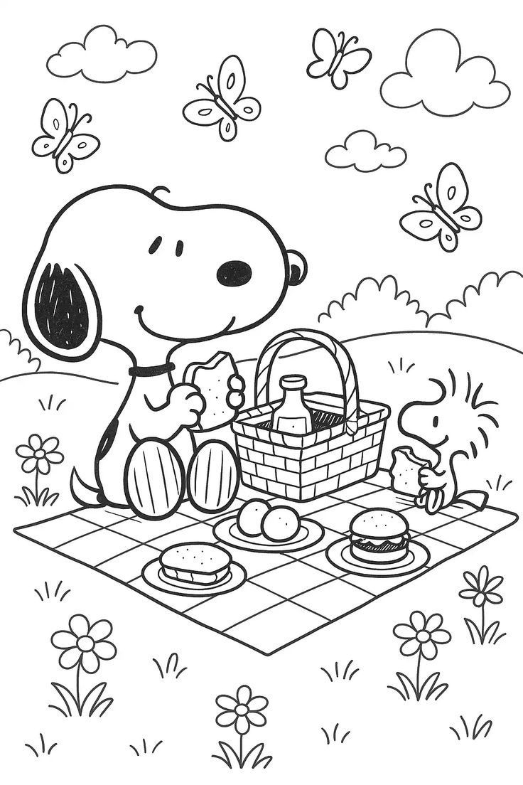 snoopy color pages