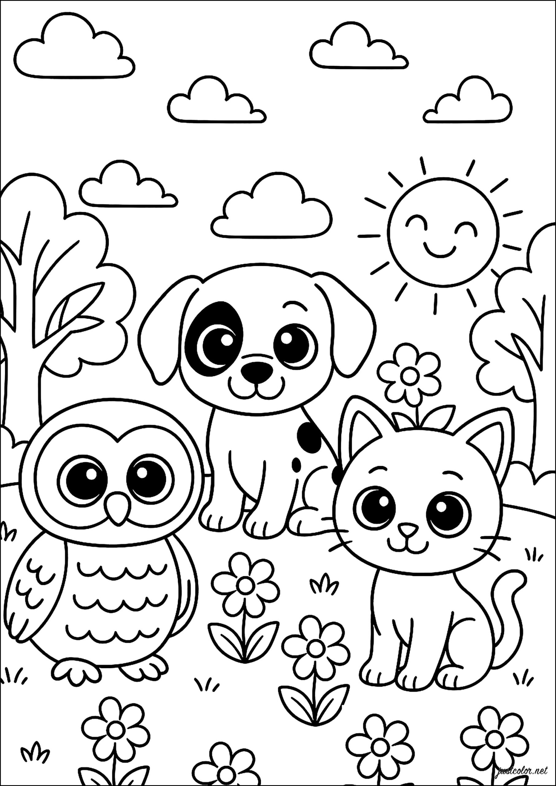 animal color pages free printable