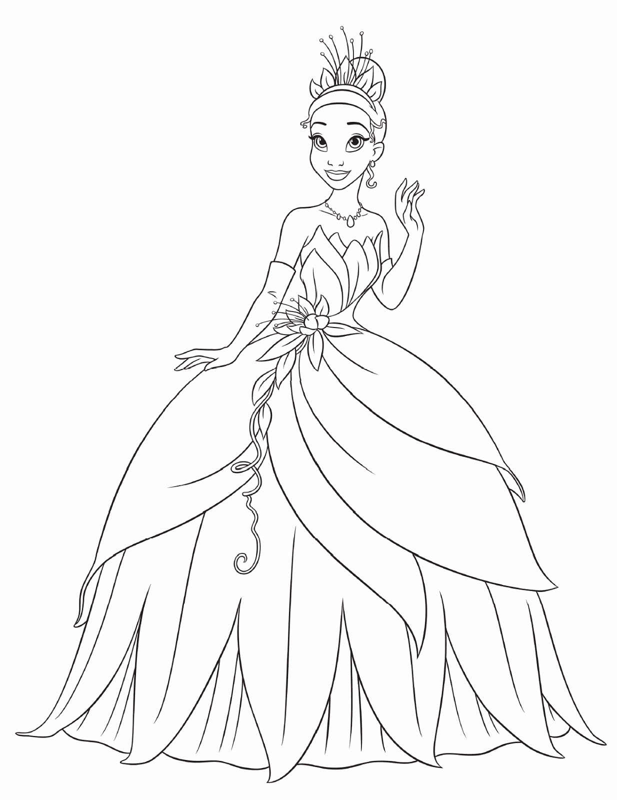 Princess Tiana Disney Coloring Page For Kids Free Tiana Printable Princess And The Frog Party Decorations