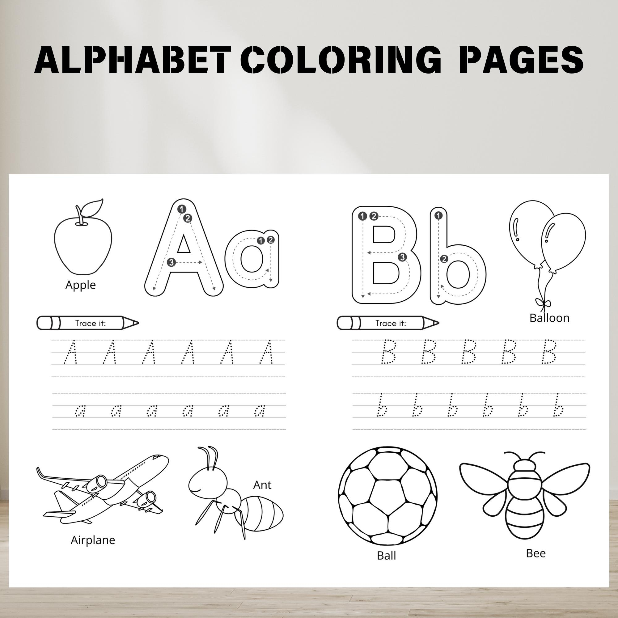 Printable Alphabet Coloring Pages Preschool Learning PDF Etsy