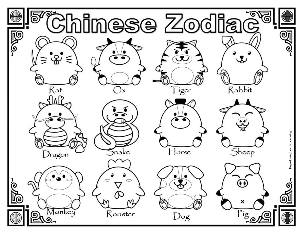 chinese new year animals coloring pages