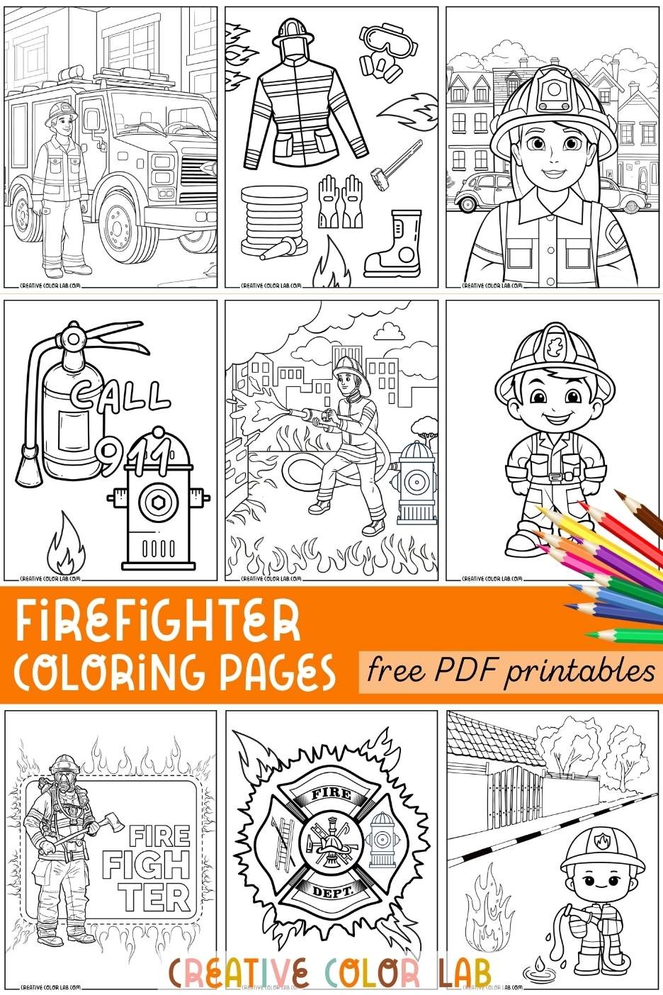 Printable Free Firefighter Coloring Pages