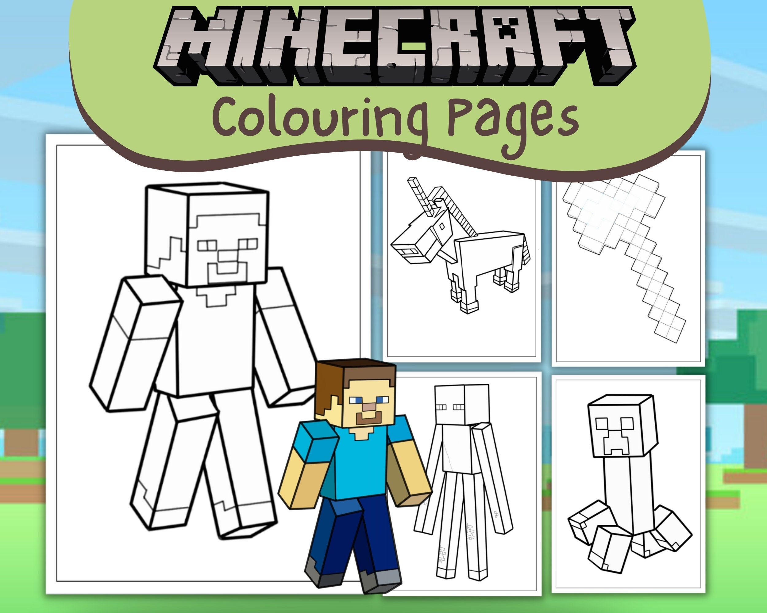 minecraft steve coloring pages minecraft steve coloring pages
